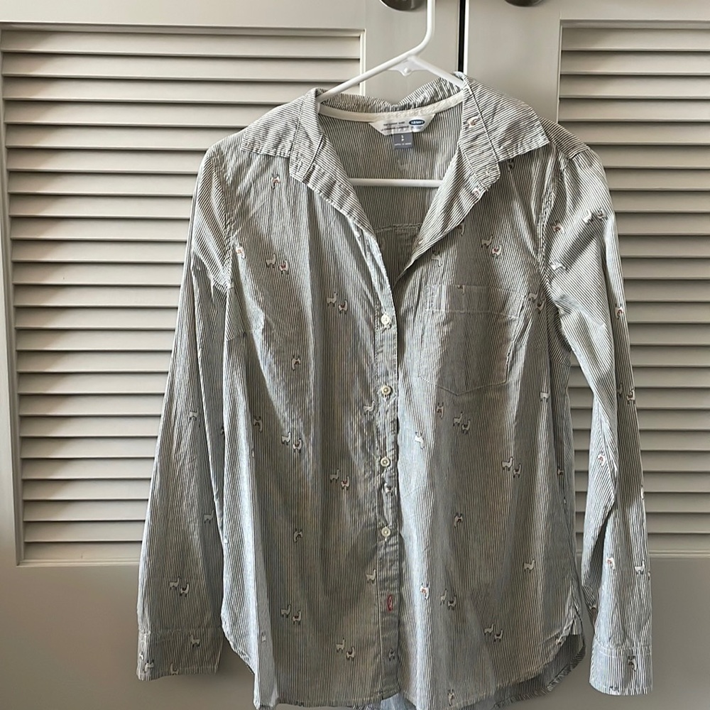 Striped button down alpaca print old navy size small